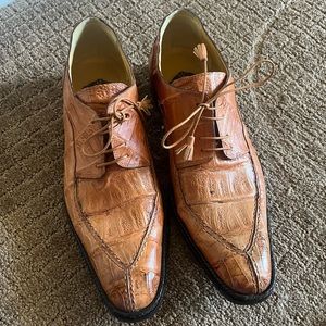 Mauri "Zeus" 4662 Hand-Painted Genuine Baby Crocodile Oxford Shoes With Tassels